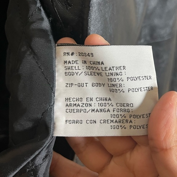 Seventh Avenue 100% Leather Floral Detail Collared Belted Trench Coat L - Picture 5 of 5